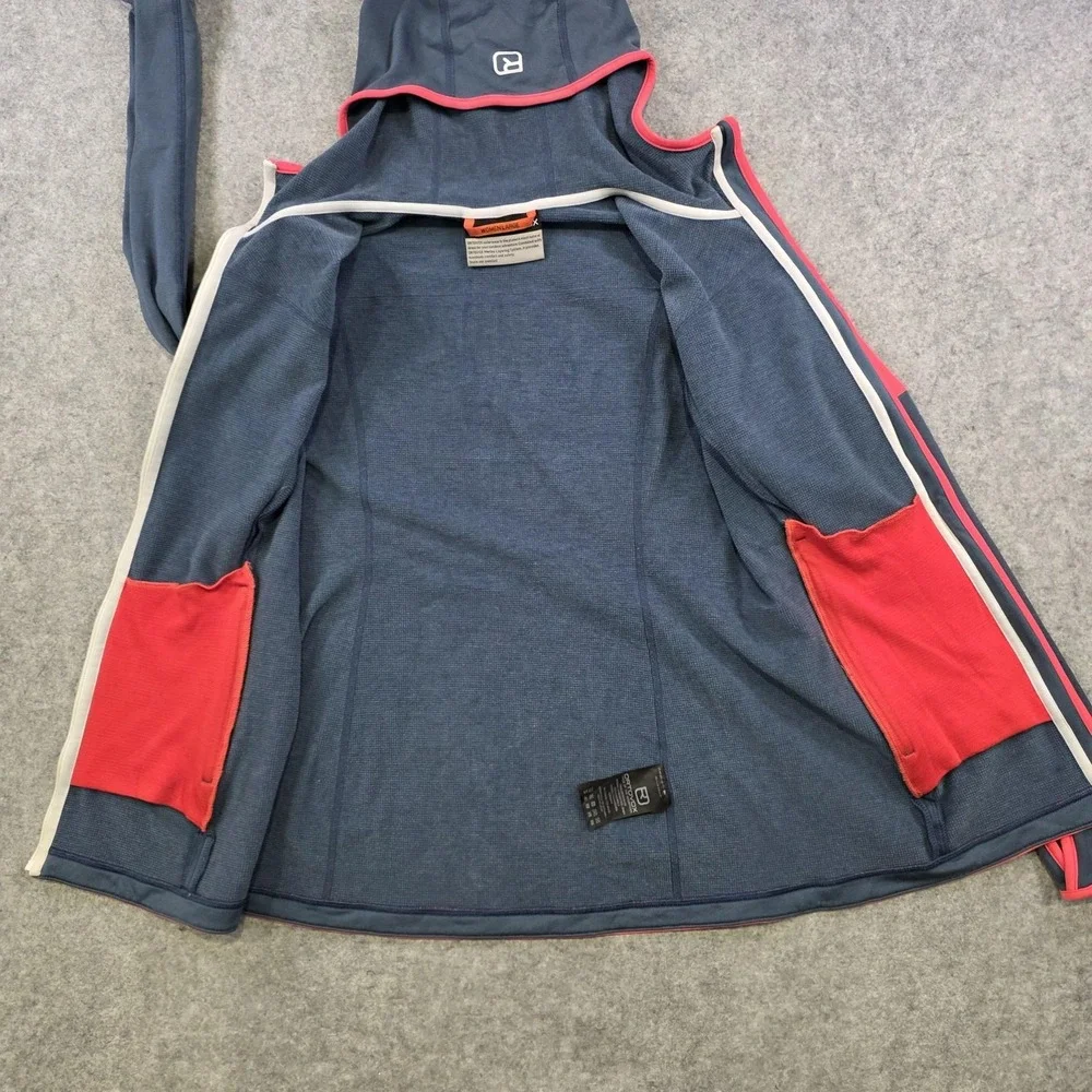 Ortovox Jacket Womens Large Blue Merino Fleece Hooded Full Zip Thumbholes - Picture 12 of 16